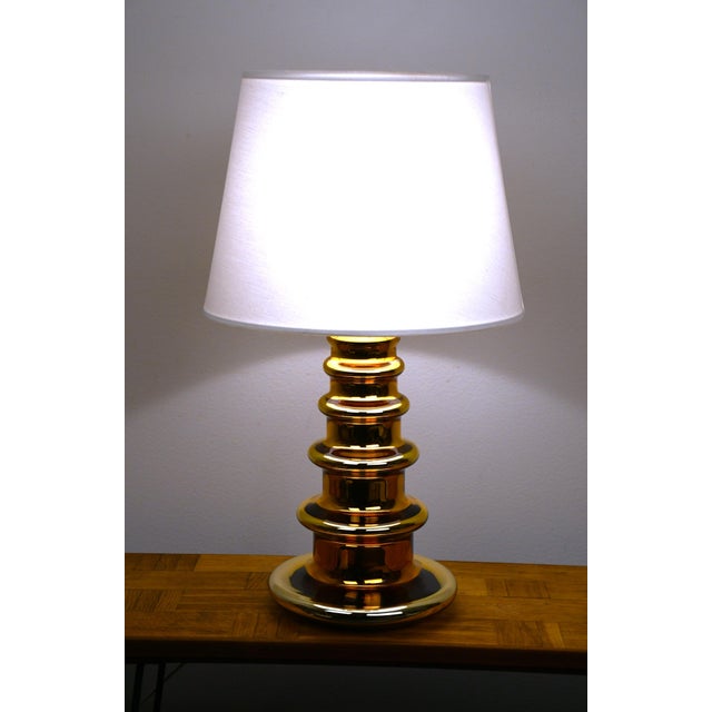 Large Mercury Golden Glass Table Lamp by Gustaf Leek for Orrefors, 1960s For Sale - Image 6 of 9