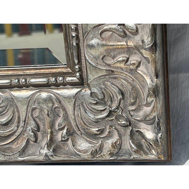 Silver Silver Gilded Carved Wood Mirror For Sale - Image 8 of 14