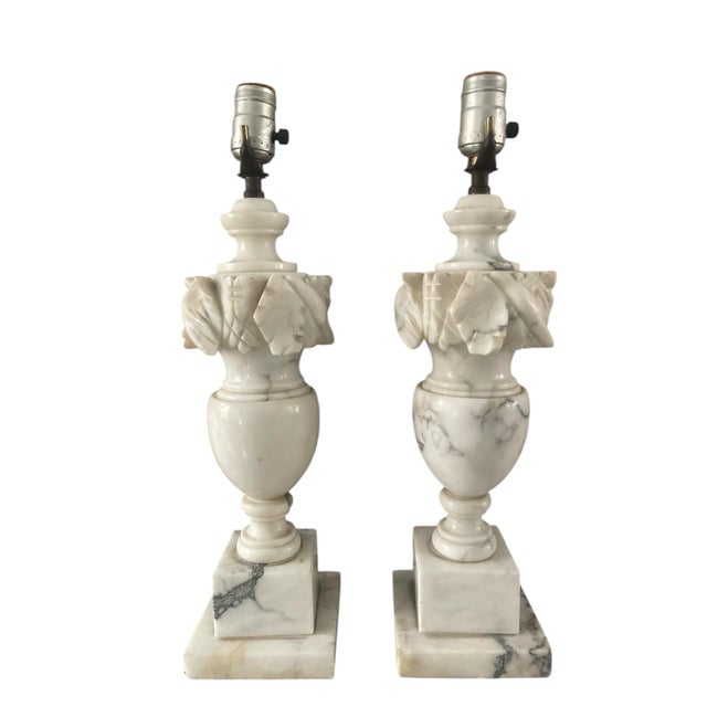 Italian NeoClassical Alabaster Urn Lamps For Sale - Image 4 of 9