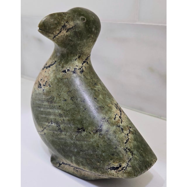 Mid-Century Inuit Soapstone Bird Sculpture, Hand-Carved & Signed in Syllabics For Sale - Image 4 of 9