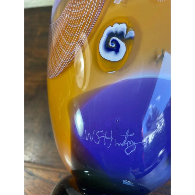 Early 21st Century Lavender, Tangerine, and Blue Lidded Vase For Sale - Image 4 of 4