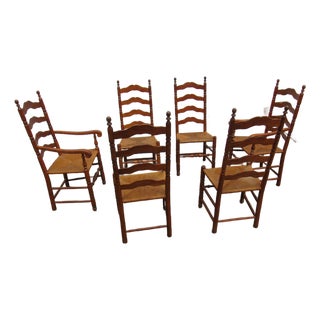 Vintage Rush Ladderback Kitchen Dining Room Chairs For Sale