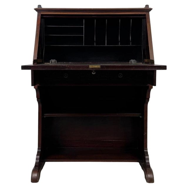 Antique 20th Century English Chippendale Mahogany Bureau For Sale - Image 3 of 15