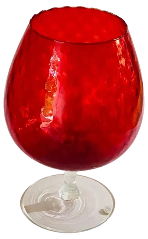 Red Glass Empoli Vase with Relief Patterns, Italy, 1960