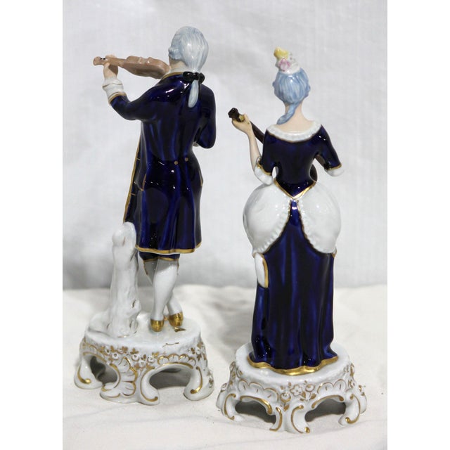 Ceramic Beautiful Antique 1919 Royal Dux Porcelain Colonial Couple Playing Instruments For Sale - Image 7 of 10