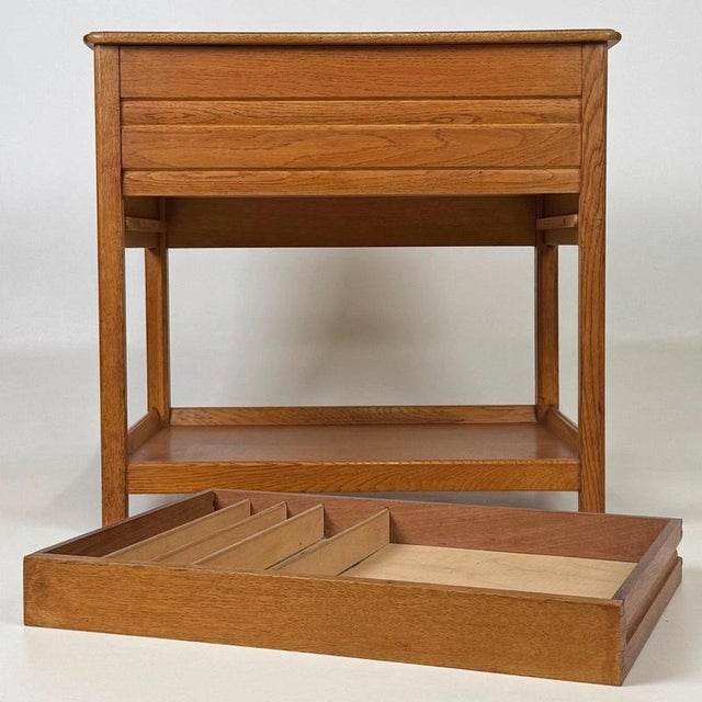 Antique Early 20th Century English Oak Storage Box on Stand For Sale - Image 4 of 13