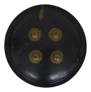 Ottoman Wood, Black Lacquered Leather and Bronze Shield, 19th Century