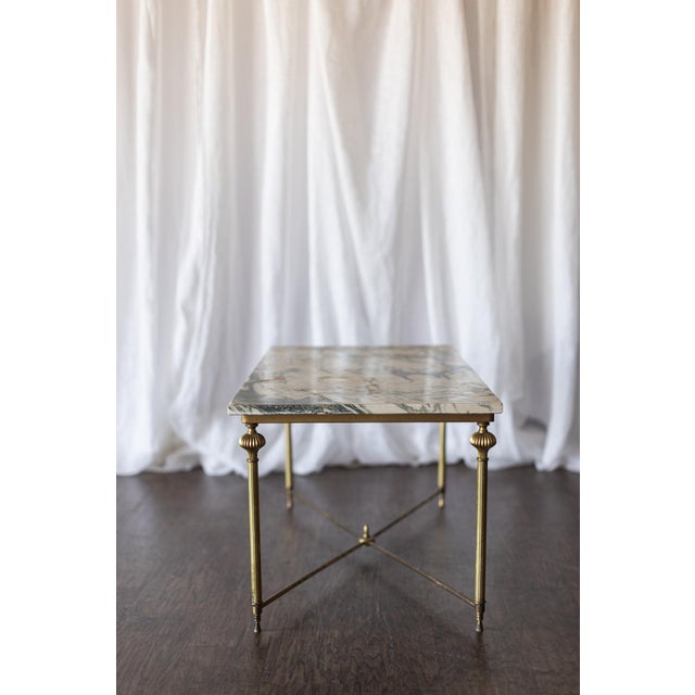 1960s Vintage Brass and Marble Rectangle Coffee Table For Sale - Image 5 of 12