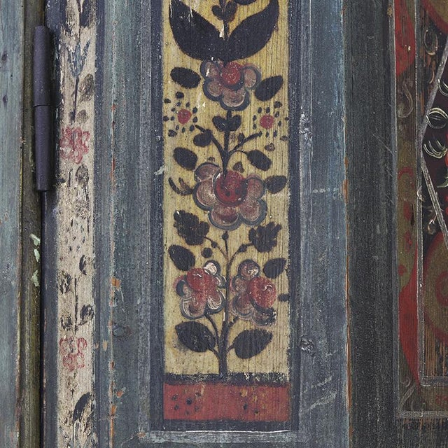Rustic Farmhouse Folk Art Painted Bridal Cabinet, 1842 For Sale - Image 10 of 18