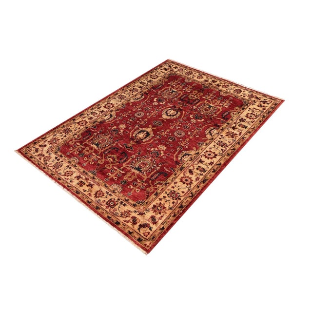 Boho Chic Boho Chic Ziegler Red Ivory Hand-Knotted Wool Rug - 5'2'' X 5'10'' For Sale - Image 3 of 8