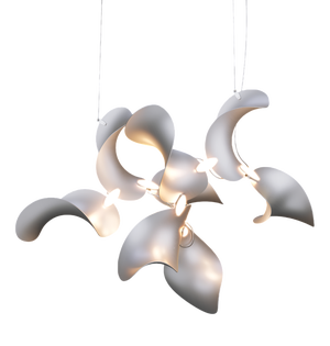 Dune 8 Cluster Chandelier with Silver Anodized Shades by Daniel Becker for Moss Objects