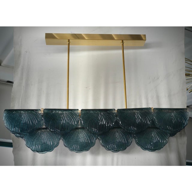 Art Deco Style Rectangular Octane Murano Glass and Brass Chandelier, 2000 For Sale - Image 9 of 11