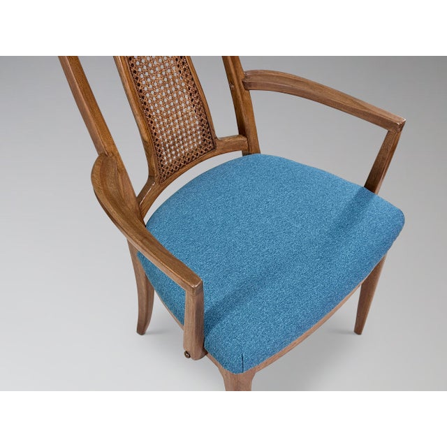Restored Vintage Walnut and Cane Dining Chairs Set of 6 For Sale - Image 9 of 11