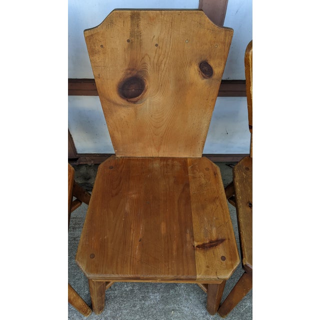 Vintage 1940s Knotty Pine Habitant Mismatched Dining Chairs Set of 4