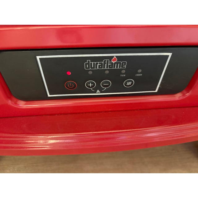 Vintage Red Metal Electric Faux Fireplace Heater For Sale - Image 4 of 8