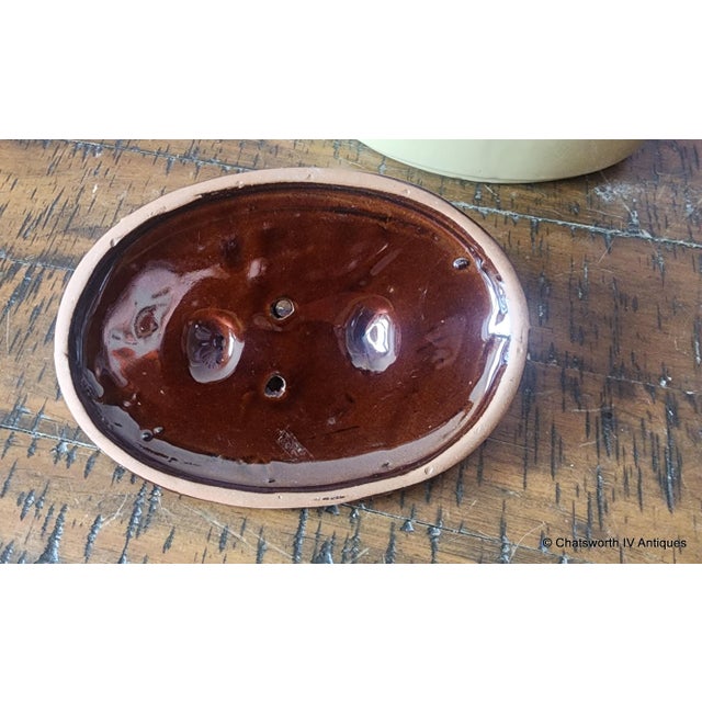 Brown Vintage Stoneware Small Lidded Casserole Covered Oval Bowl ~ Dish, 1980s For Sale - Image 8 of 9
