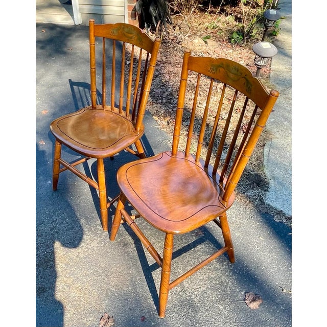 Late 20th Century Late 20th Century Hitchcock Spindle Back Country Windsor Side Chairs (2) For Sale - Image 5 of 12