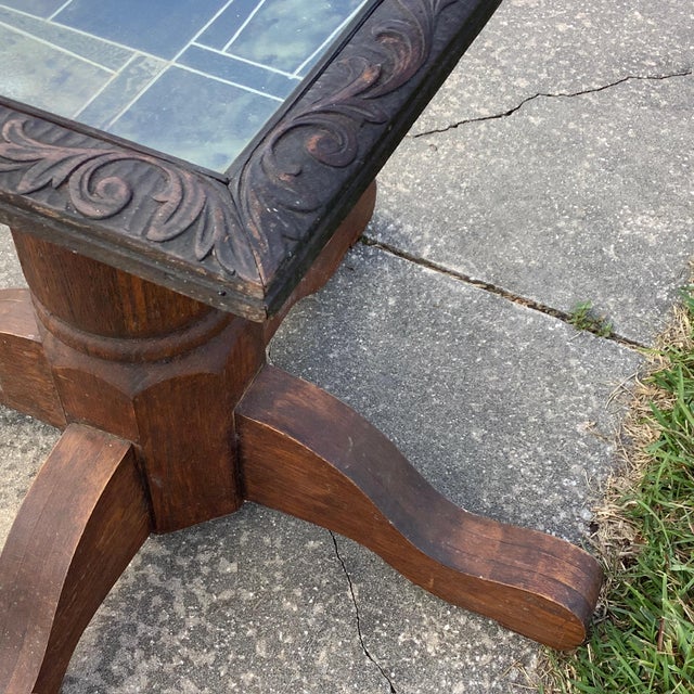 Art Deco 1940s Solid Oak & Marble Table Gaming Top For Sale - Image 3 of 7