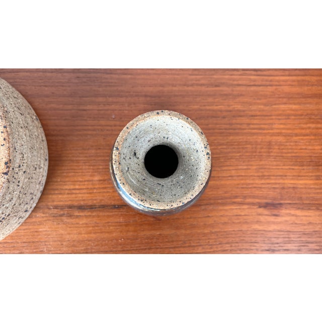 Mid-Century Modern Danish Studio Pottery Candleholder and Vase by Kate and Klaus Friederichsen for Finke Keramik, 1970s, Set of 2 For Sale - Image 12 of 17