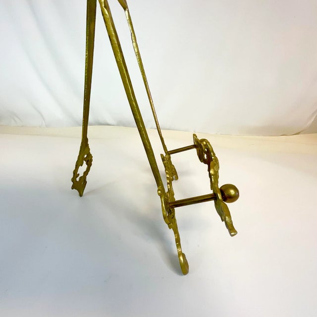 1920s Antique English Art Nouveau Baroque Brass Tabletop Easel, Large Scale For Sale - Image 10 of 10