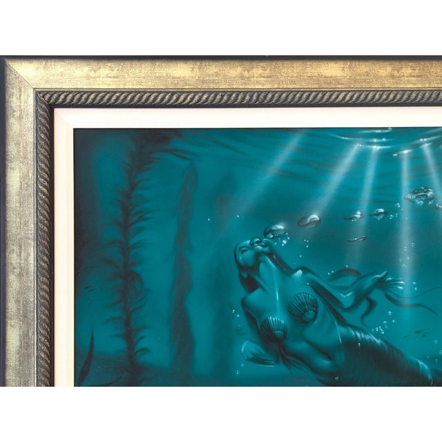 Early 21st Century Elias Noah "Enlightenment" Contemporary Teal Naturalistic Underwater Seascape with Mermaid, 21st Century For Sale - Image 5 of 11