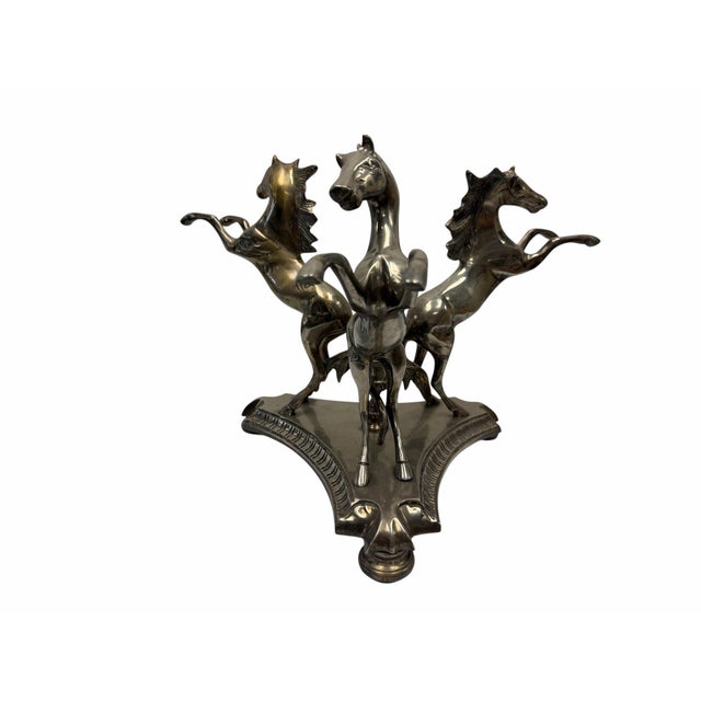 Vintage Castilian Imports Silver-Plated Rearing Stallions Centerpiece Base For Sale In West Palm - Image 6 of 7