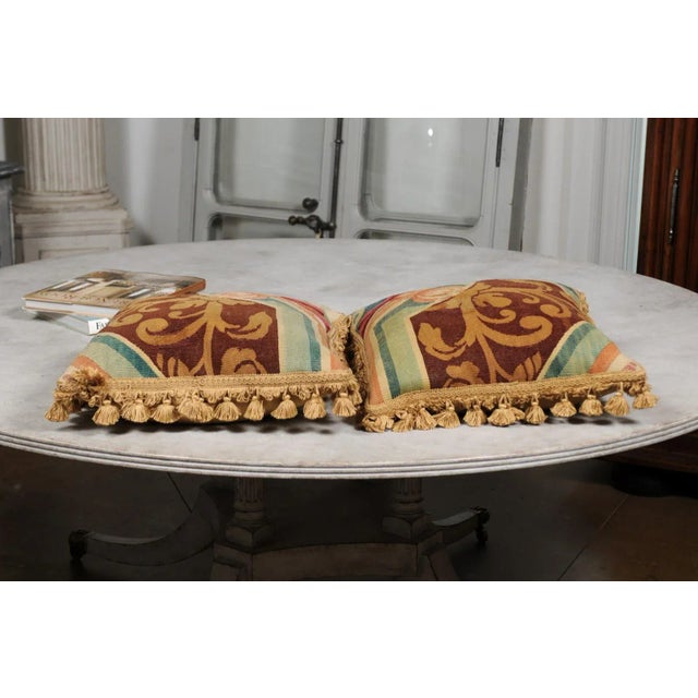 Made of 19th Century French Aubusson Tapestry Pillows - A Pair For Sale - Image 10 of 12