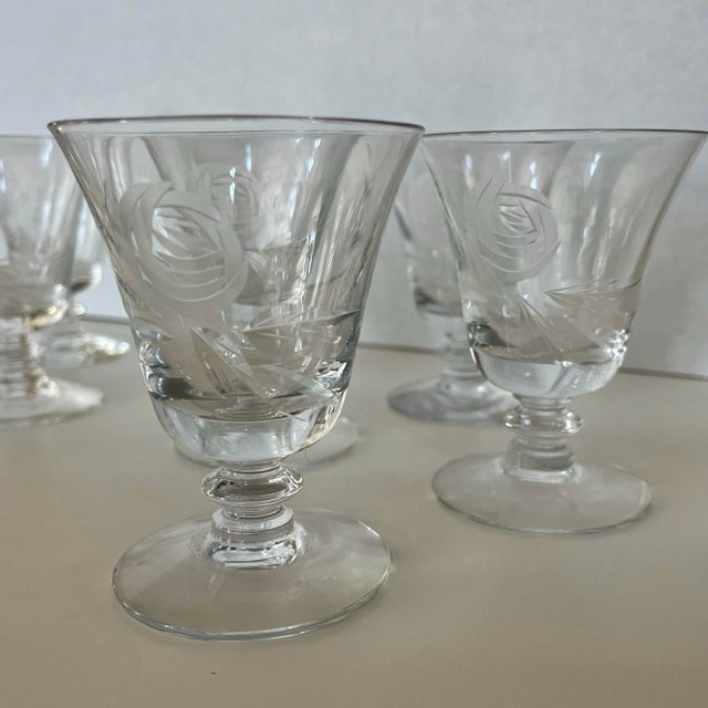 Fostoria Glass Company 1950s Vintage Fostoria Cordial Glasses - Set of 8 For Sale - Image 4 of 9
