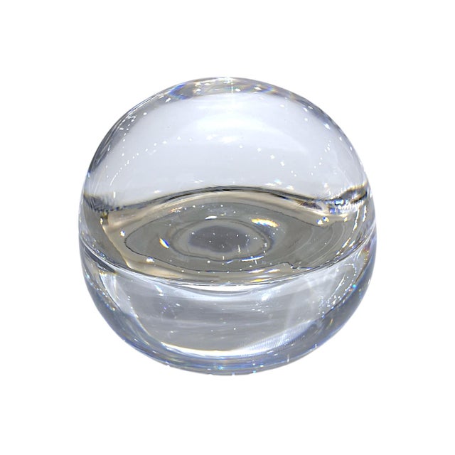 Mid-Century Modern Göran Wärff for Kosta Boda Signed Crystal Paperweight – Scandinavian Modernist Glass Sculpture For Sale - Image 3 of 9