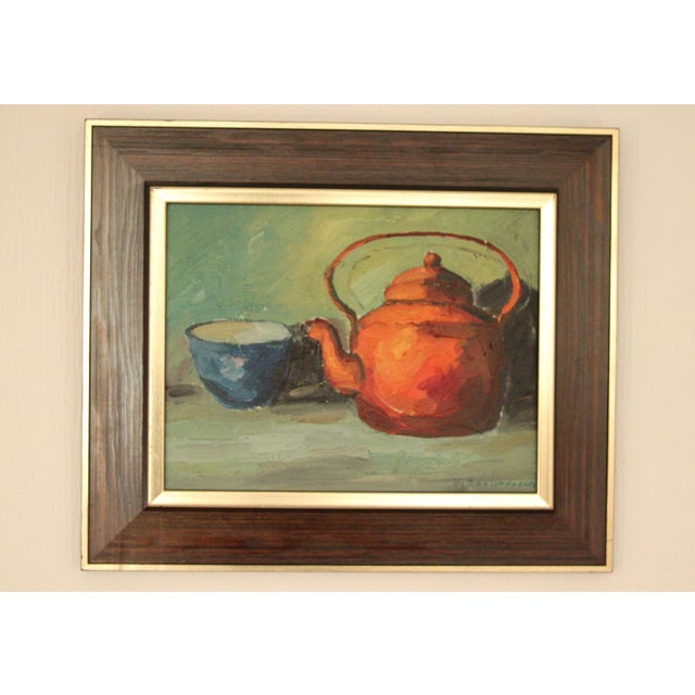 Viktor Rasmussen, Kettle and Mug, 1960s, Oil on Canvas, Framed For Sale - Image 4 of 13