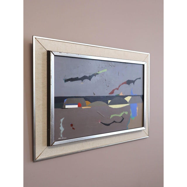 Mid-Century Modern 'Landscape Remembered' Vintage Original Abstract Landscape Oil Painting by Swedish Artist Hans Osswald (1919-1983), Framed For Sale - Image 4 of 12