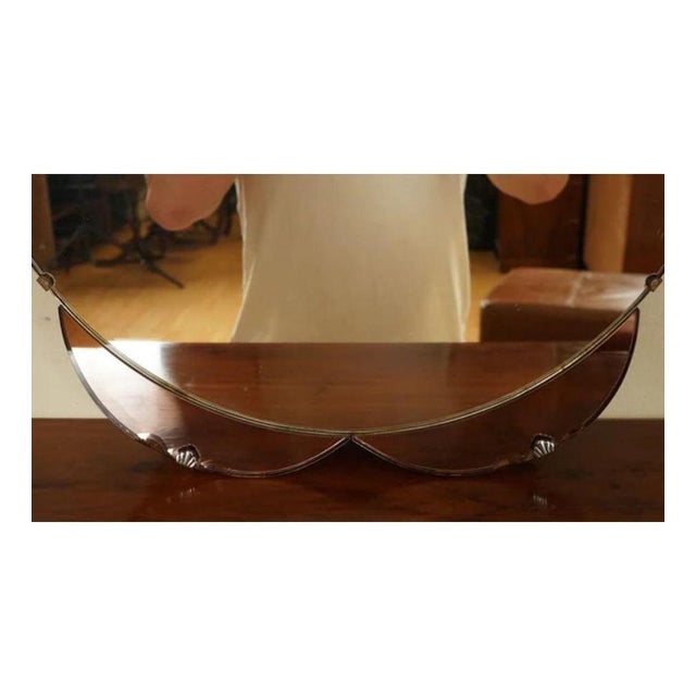 Art Deco Flower-Shaped Amber Peach Bevelled Mirror, 1930s For Sale - Image 3 of 10