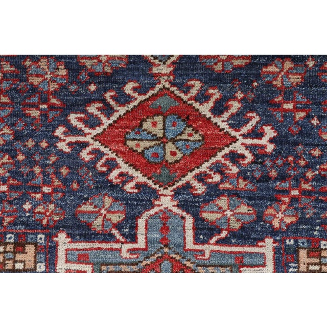 Tribal Rug & Kilim’s Tribal Rug in Blue and Red With Primitivist Geometric Patterns For Sale - Image 3 of 7