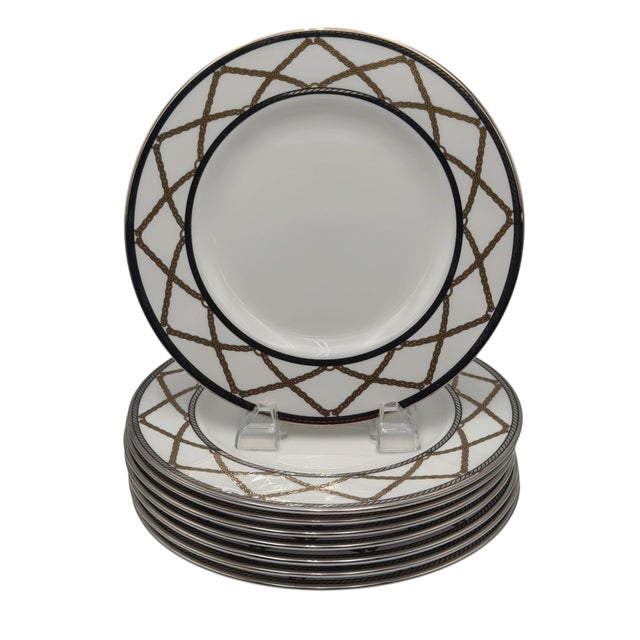 Late 20th Century Set of 8 Lenox “Braided Elegance” Fine Bone China Dinner Plates For Sale - Image 5 of 16