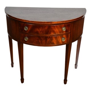 1920 Antique Kittinger Regency Mahogany Half Moon Demilune / Nightstand For Sale