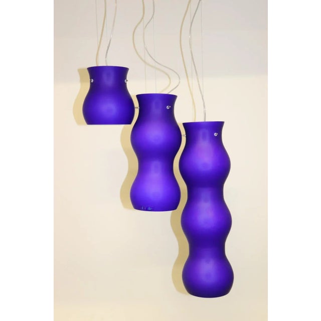 Glass 1990s Modern Murano Glass Pendant Blue Glass For Sale - Image 7 of 12