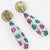 1980s Richard Kerr Floral Jeweled Clip Earrings in Turquoise and Fuchsia Crystal For Sale - Image 5 of 8