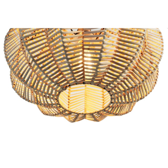 Contemporary Split Raw Rattan Pumpkin Pendant Light 16" For Sale - Image 3 of 7