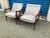 Mid Century Walnut Modern Lounge Chairs Gray Chenille. - Pair For Sale - Image 4 of 11