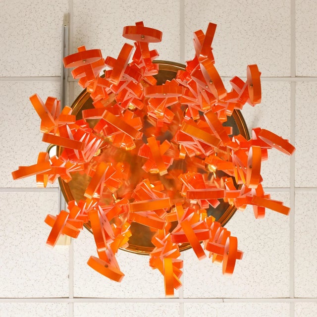 Vistosi Orange Modernist Murano Glass Chandelier, 1980s For Sale - Image 9 of 10