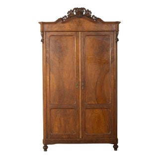 Antique Two-Door Cabinet with Carvings For Sale
