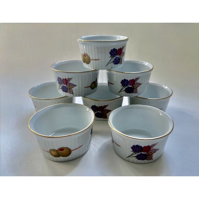 Vintage Set of 8 English Royal Worcester Evesham Gold Ramekins For Sale - Image 18 of 18