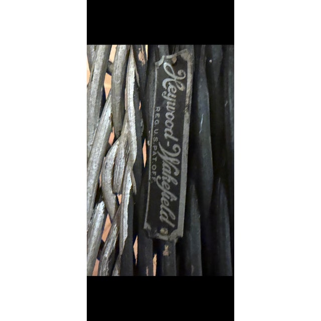 Wood Antique Heywood-Wakefield Black Wicker Lounge Chair, Bar-Harbor Style For Sale - Image 7 of 9