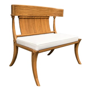 Modern Klismos Teak Patio Bench For Sale