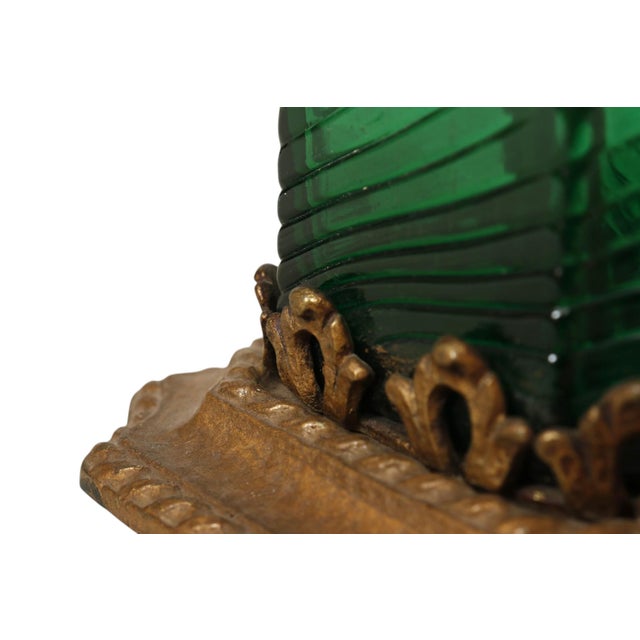 Green 1910 Mutual Sunset Lamp Co. Steuben Glass & Bronze Table Lamp For Sale - Image 8 of 12