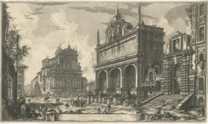 Roman Fountain and Church, Fountain of Moses and Santa Maria, 1751, Engraving