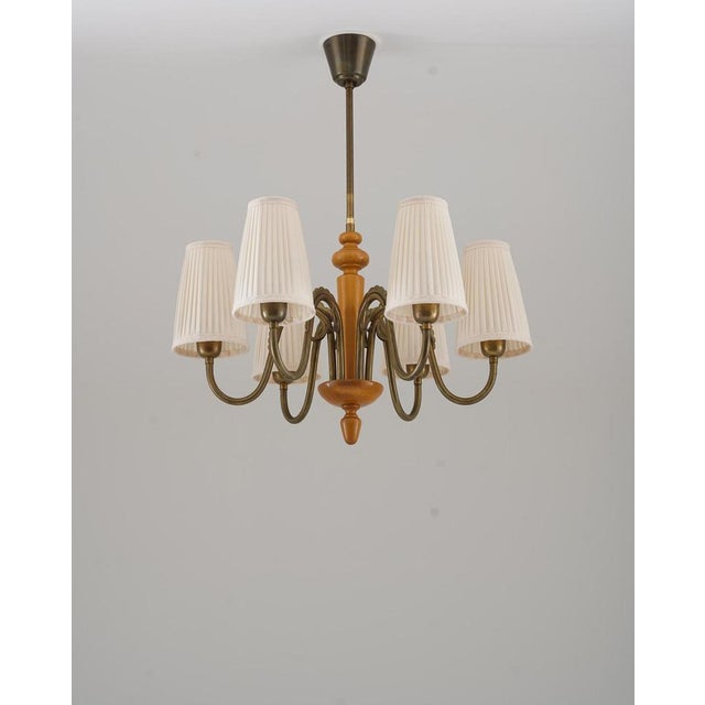 Swedish Modern Chandelier attributed to Böhlmarks, 1940s For Sale - Image 3 of 8