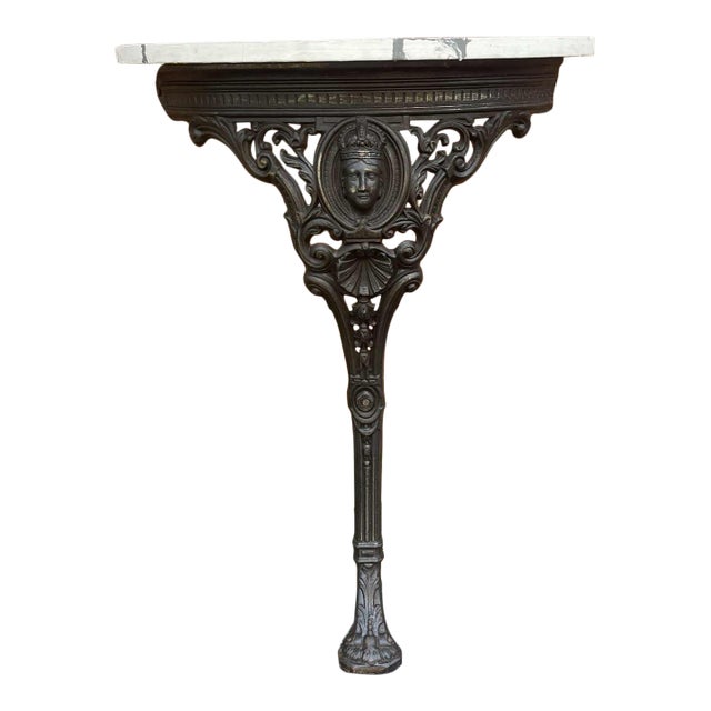 Queen Victoria Era Console Table Cast Iron With Faux Marble For Sale