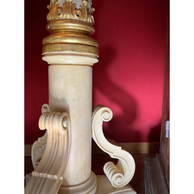 19th Century 19th Century Italian White Lacquered and Gold Leaf Pedestal For Sale - Image 5 of 12