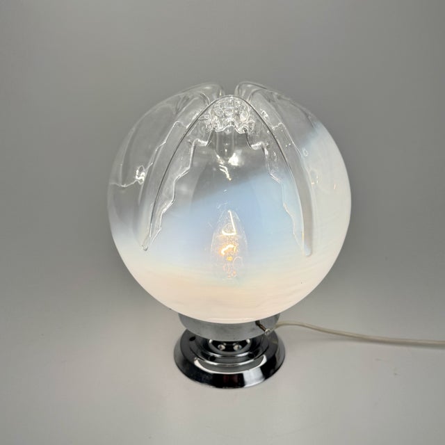 Mid-Century Modern Murano Glass Globe Table Lamp attributed to Mazzega, Italy, 1970s For Sale - Image 3 of 8